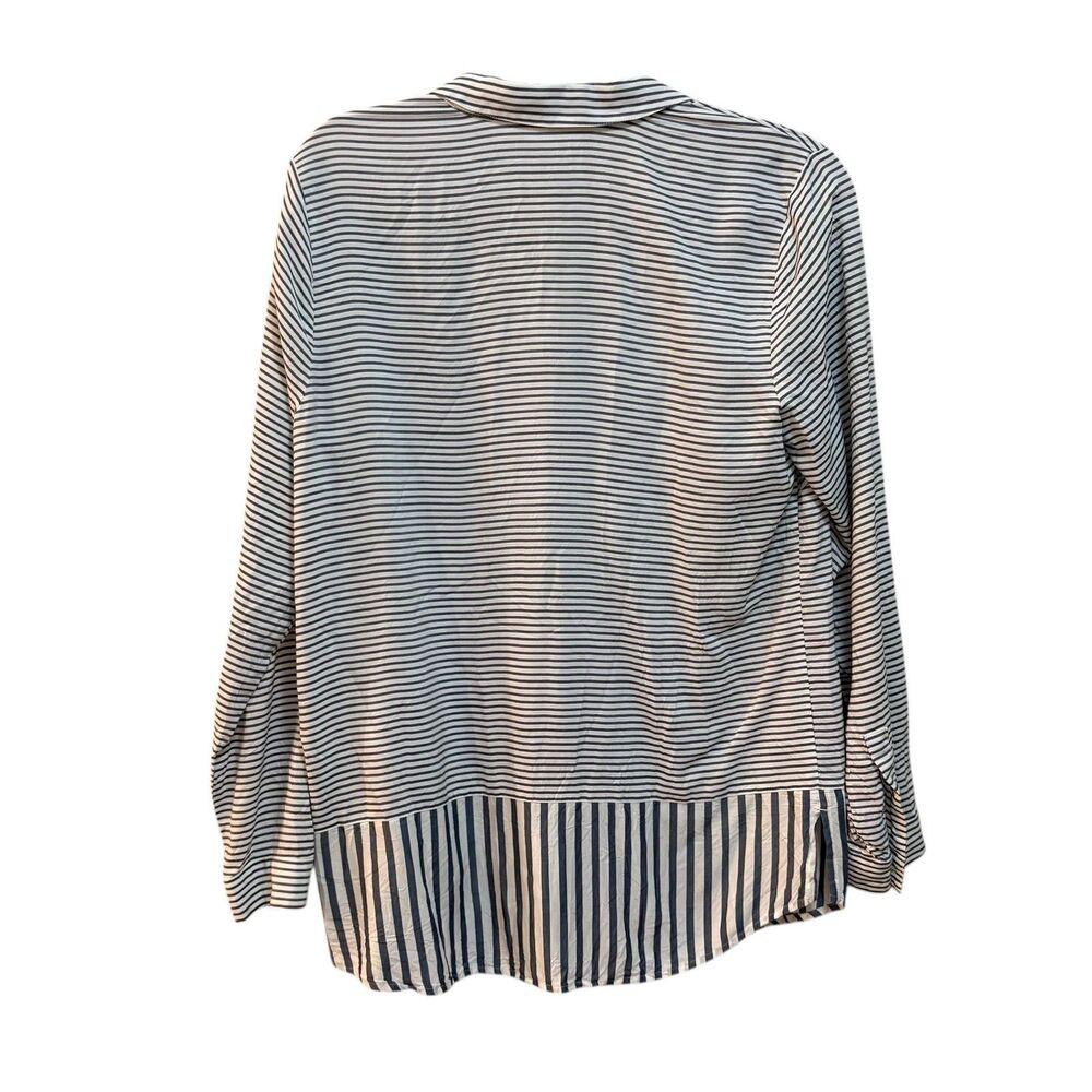 J Jill Shirt Womens Small Blue Striped Button Front Long Sleeve Collared Top - Picture 3 of 6